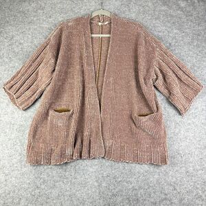 Anthropologie Moth Cardigan Women XS Chenille Oversized Chunky Open Front Pocket
